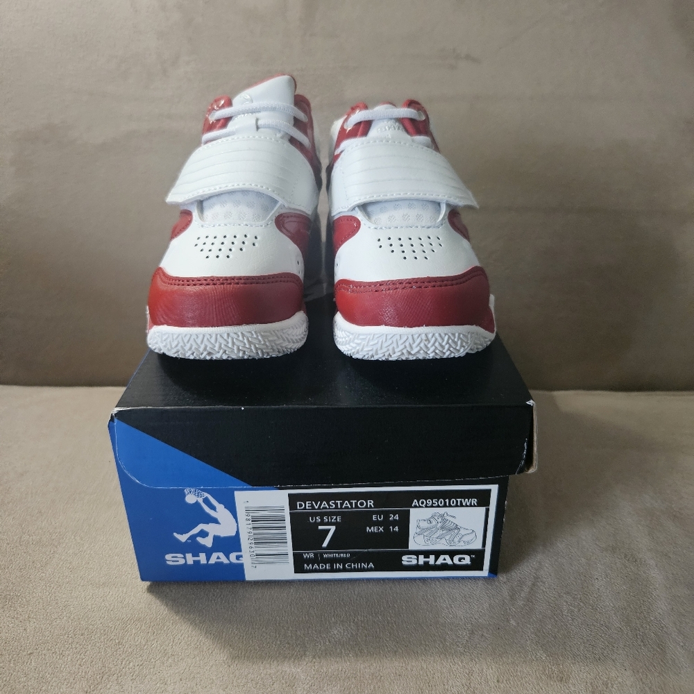 Shaq White and Red Sneakers